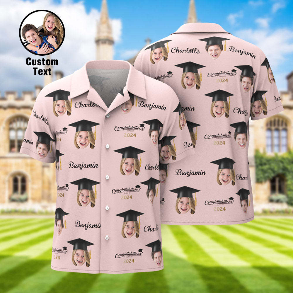 Benutzerdefiniertes Herren-Hawaii-Hemd mit personalisiertem Aloha-Gesicht für die Abschlussfeier - dephotoblanket