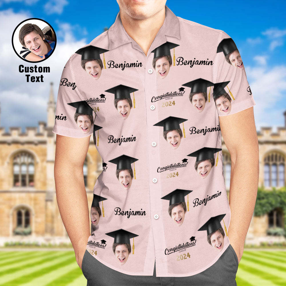 Benutzerdefiniertes Herren-Hawaii-Hemd mit personalisiertem Aloha-Gesicht für die Abschlussfeier - dephotoblanket