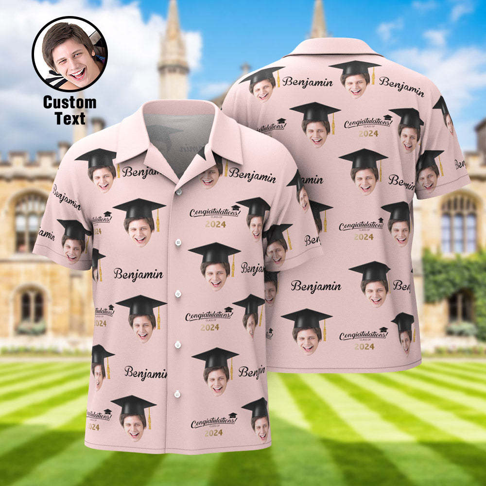 Benutzerdefiniertes Herren-Hawaii-Hemd mit personalisiertem Aloha-Gesicht für die Abschlussfeier - dephotoblanket