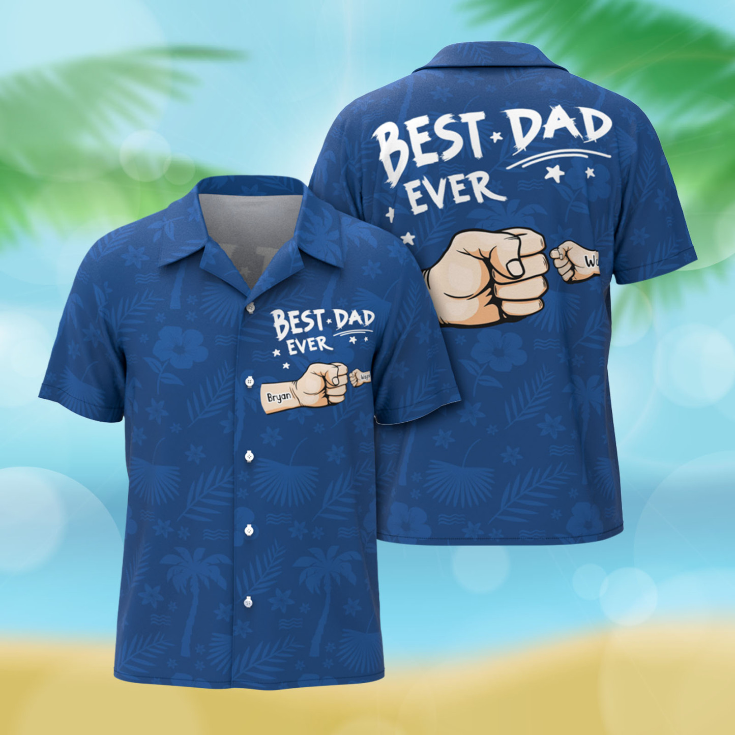 Benutzerdefinierte Fäuste Hawaiian Aloha Shirt Geschenk Custom Button-down-shirt Geschenk Für Papa - dephotoblanket