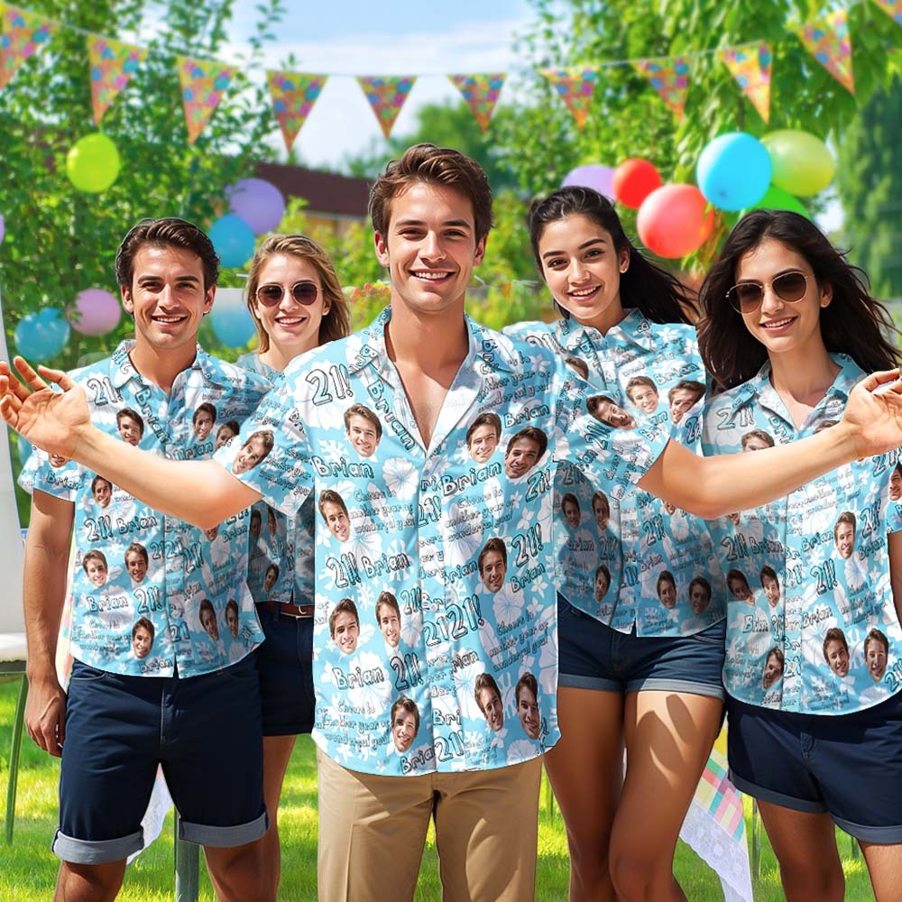 Benutzerdefinierte Button-down-hemden Zum 21. Geburtstag, Brithday-hawaii-hemden, Geschenke Für Ihn - dephotoblanket