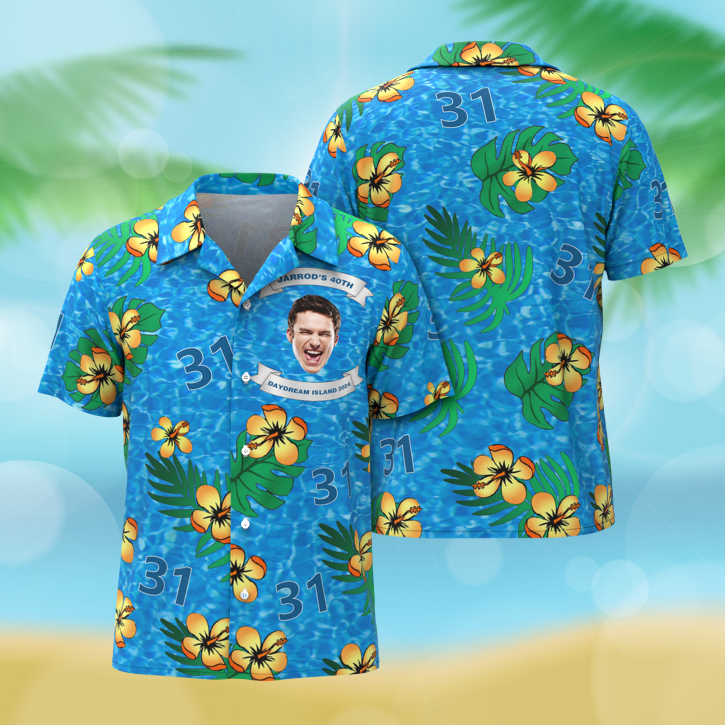Geburtstags-hawaii-hemden, Individuelle Button-down-hemden, Geburtstagsparty-hemden, Individuelles Gesicht Und Alter - dephotoblanket