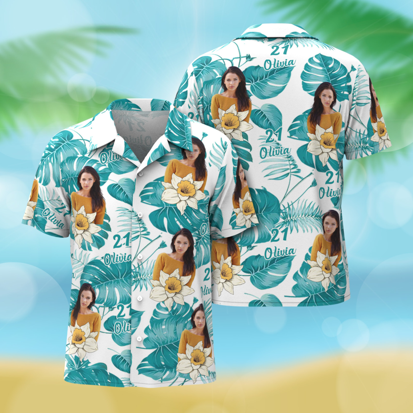Benutzerdefinierte Button-down-hemden Mit Geburtstagsblumen. Wählen Sie Ein Individuelles Geburtstagsblumen-foto, Ein Alter Und Einen Namen. Hawaii-hemden Als Geschenk Für Ihn - dephotoblanket