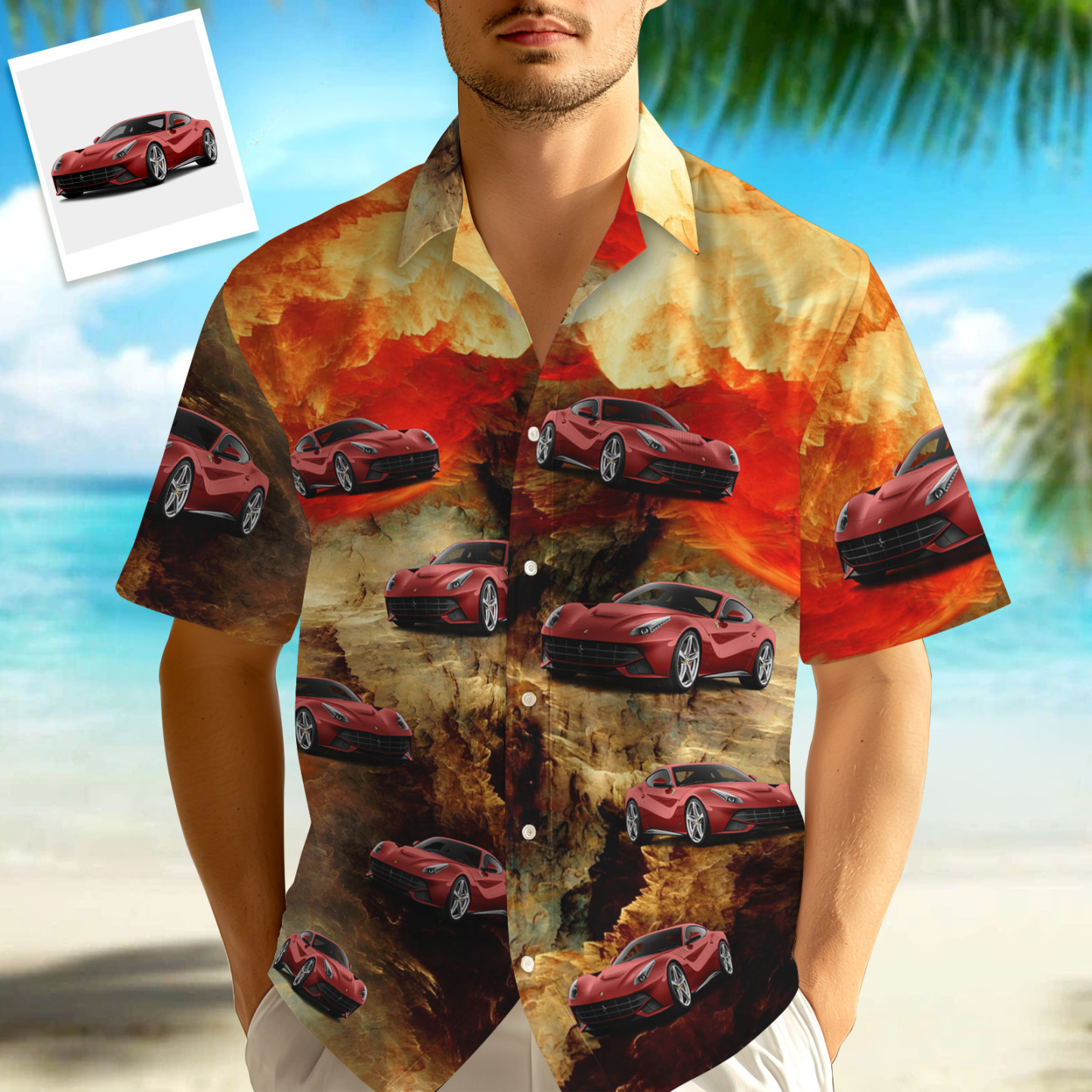 Laden Sie Individuelle Hawaii-hemden Mit Auto-/motorradfotos Hoch – T-shirt Zum Fahren Auf Der Autobahn Für Ihn - dephotoblanket