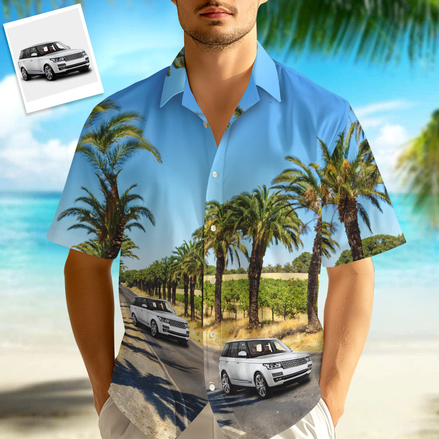 Laden Sie Individuelle Hawaii-hemden Mit Auto-/motorradfotos Hoch – T-shirt Zum Fahren Auf Der Autobahn Für Ihn - dephotoblanket