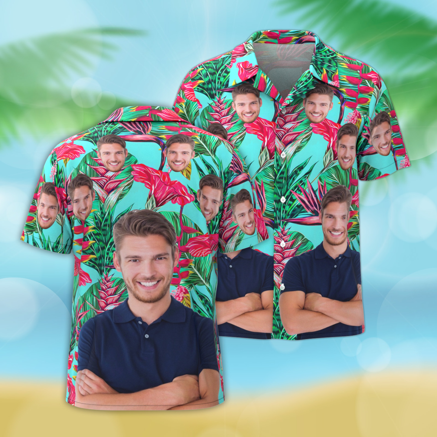 Maßgeschneidertes Hawaiianisches Aloha-hemd Für Herren, Individuelle Button-down-hemden Mit Hawaiianischen Blumen - dephotoblanket