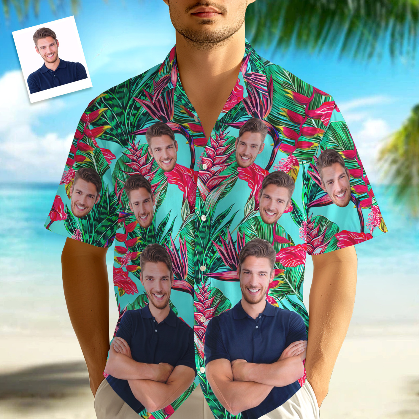 Maßgeschneidertes Hawaiianisches Aloha-hemd Für Herren, Individuelle Button-down-hemden Mit Hawaiianischen Blumen - dephotoblanket