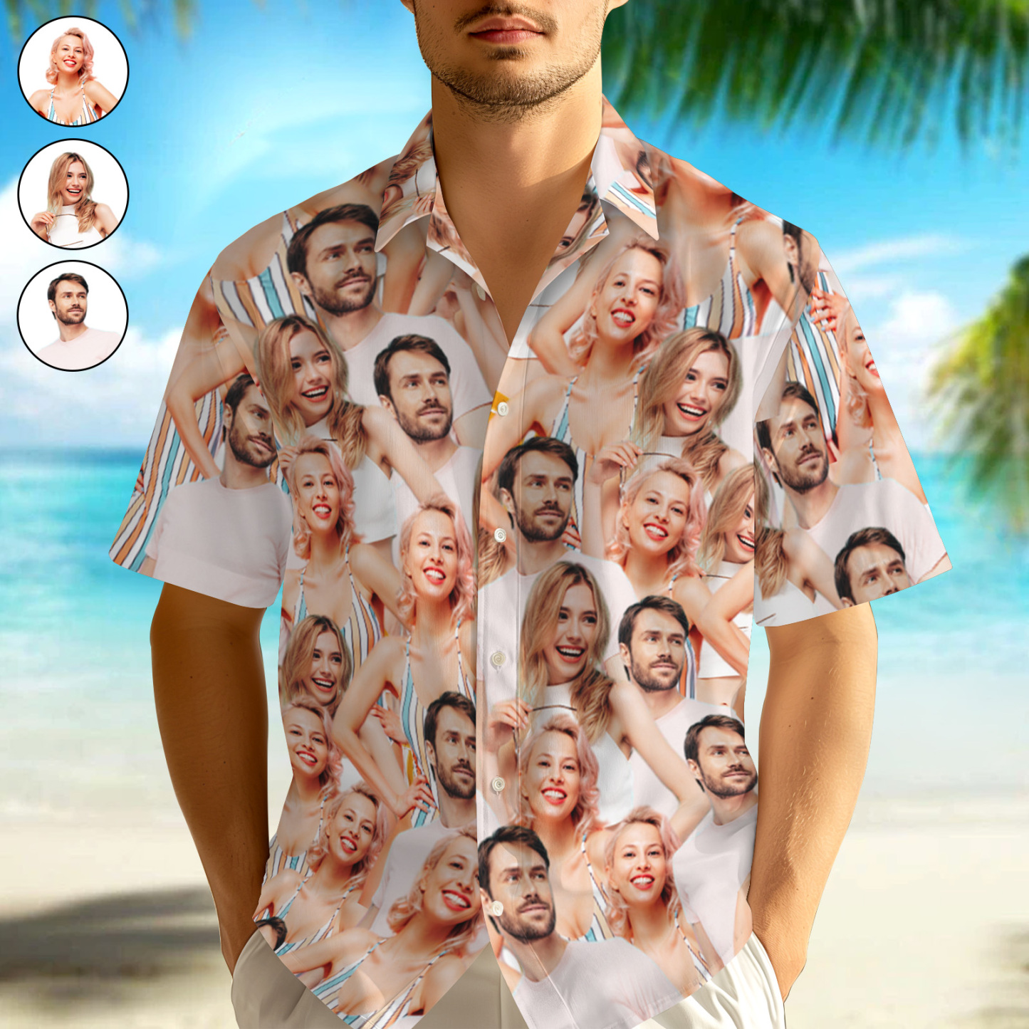 Benutzerdefinierte Vintage-foto-button-down-hemden, Individuelles Hawaiianisches Aloha-hemd Mit 3–6 Fotos, Geschenk Für Männer - dephotoblanket