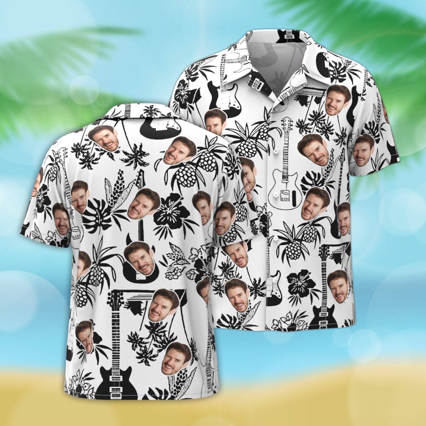 Benutzerdefiniertes Foto-hawaii-shirt, 3d-e-gitarren-shirt - dephotoblanket