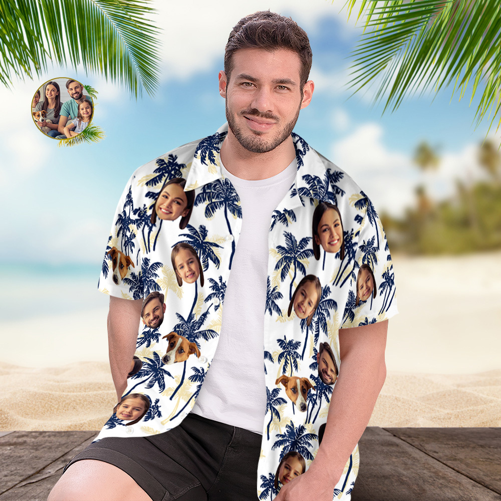 Personalisiertes Hawaiihemd Mit Gesicht, Individuelles Hawaiihemd Für Männer Und Frauen, Personalisiertes Hawaiihemd, Bild-hawaiihemd, Geschenk Für Papa - dephotoblanket