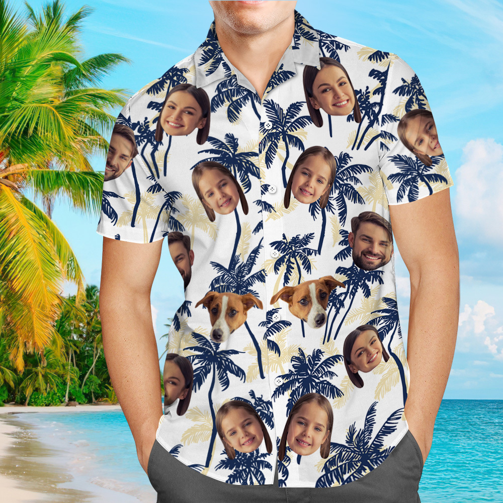 Personalisiertes Hawaiihemd Mit Gesicht, Individuelles Hawaiihemd Für Männer Und Frauen, Personalisiertes Hawaiihemd, Bild-hawaiihemd, Geschenk Für Papa - dephotoblanket