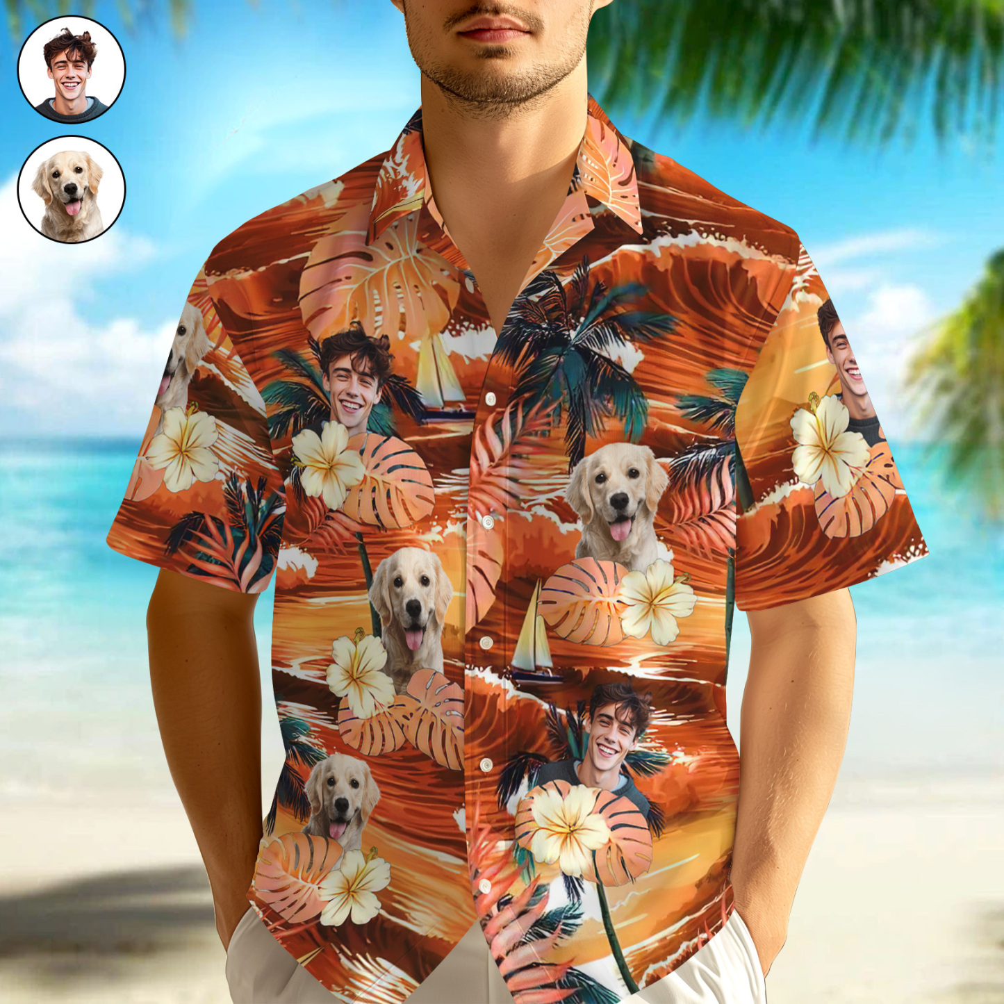 Individuelles Foto „summertime Is Calling Me“ – Hund Und Katze, Personalisiertes, Individuelles Unisex-tropen-hawaii-aloha-shirt, Geschenk Für Haustierliebhaber - dephotoblanket