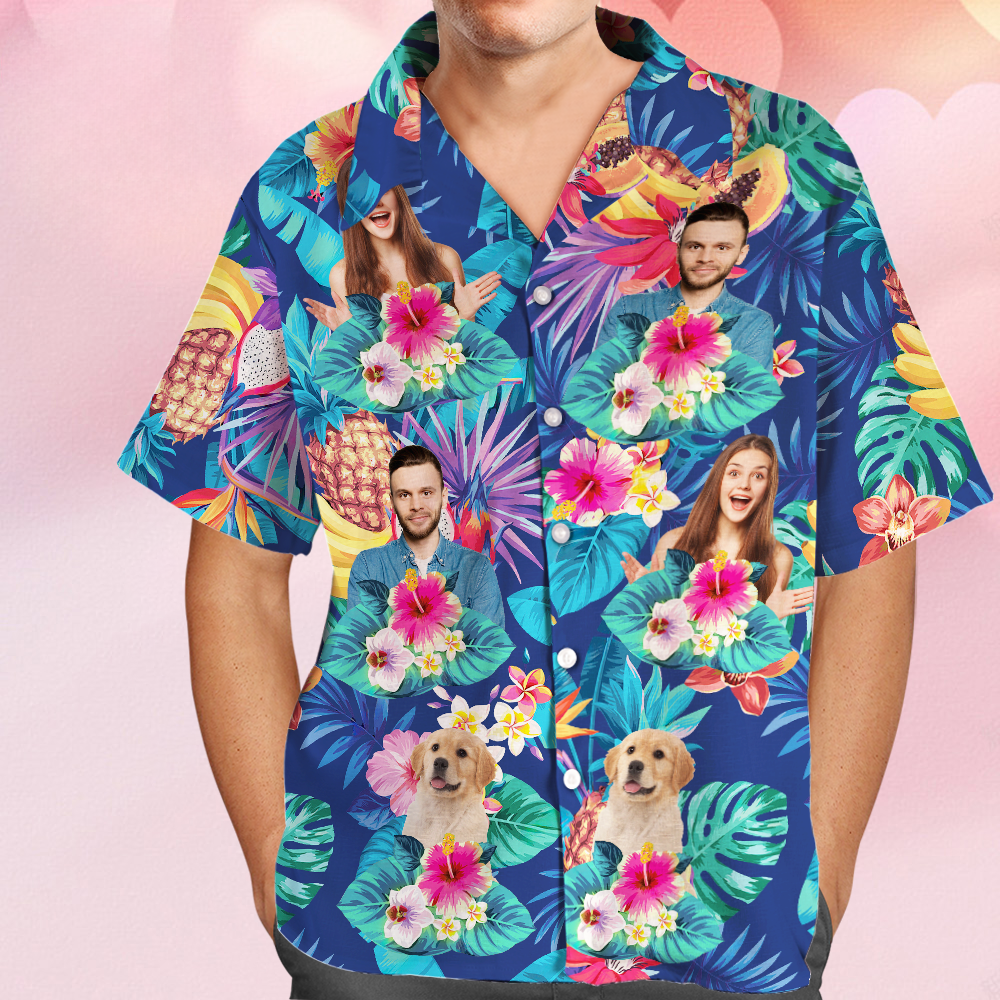 Benutzerdefiniertes Foto Funny Family Pet Tropical Personalisiertes Individuelles Hawaii-shirt - dephotoblanket