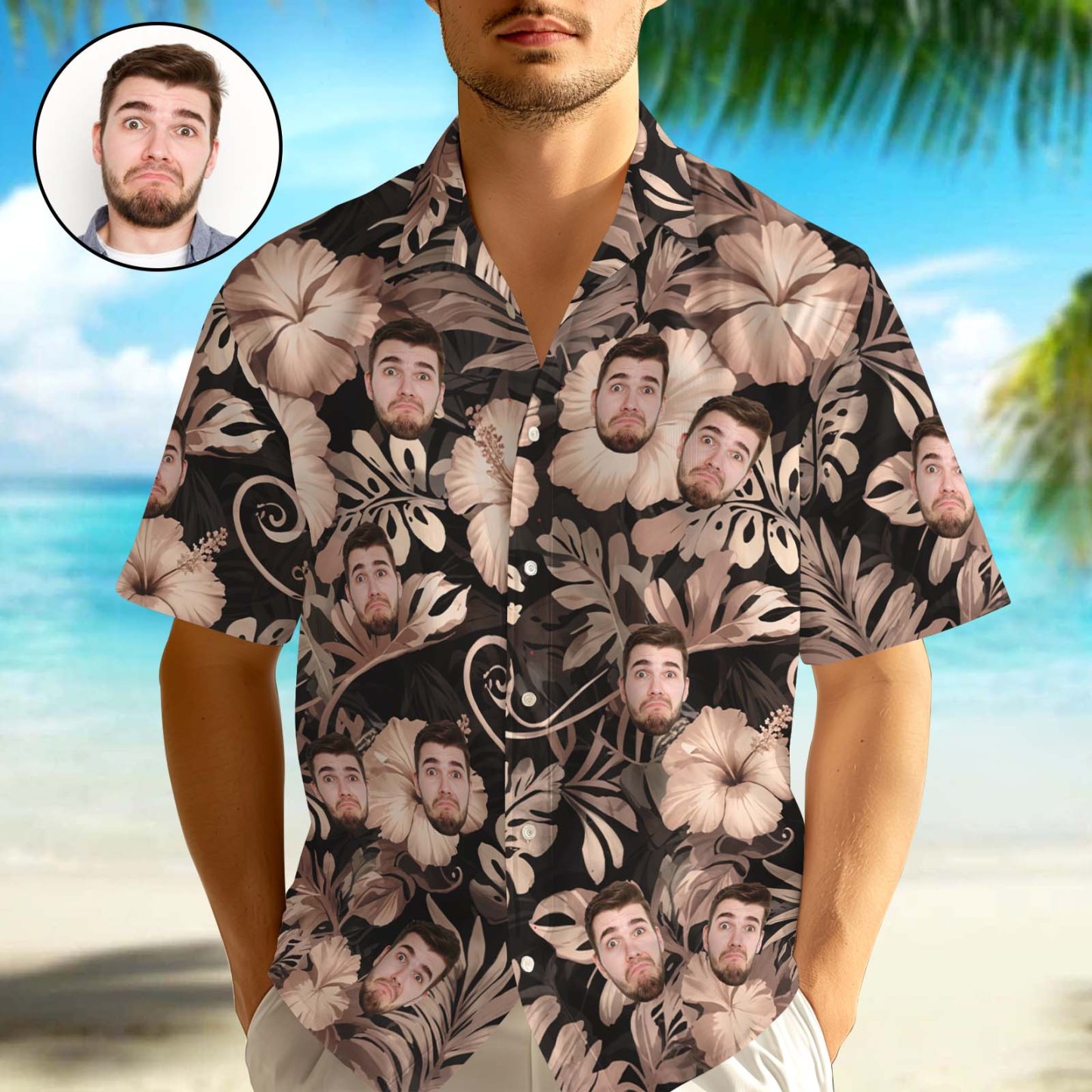 Benutzerdefiniertes Hawaii-shirt Mit Gesicht, Portrait-gesicht-hawaii-shirt, Lustiges Hawaii-shirt - dephotoblanket