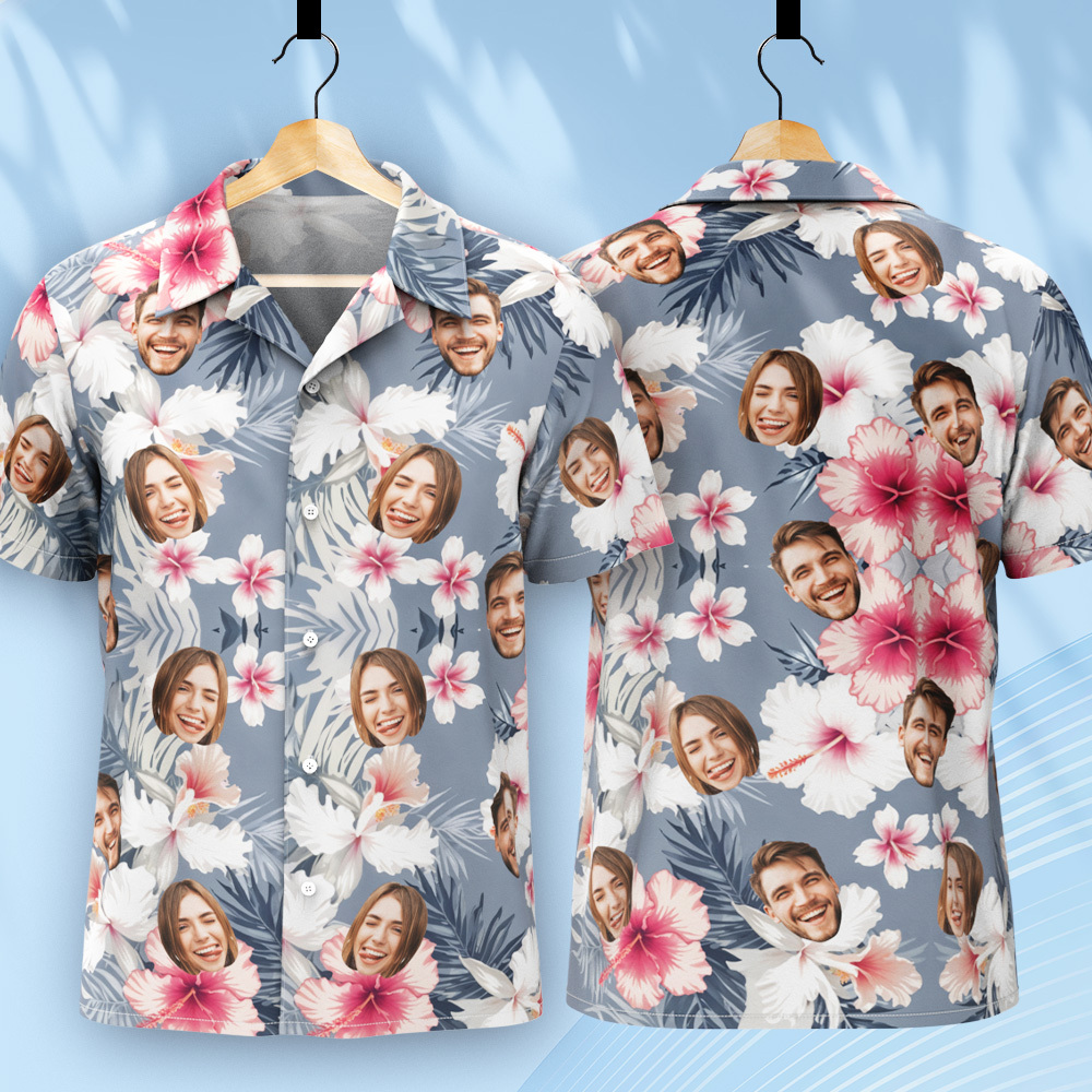 Benutzerdefiniertes Hawaii-shirt Für Männer, Gesicht-eimer-hut-bild, Hawaii-shirt, Geburtstagsgeschenke Für Ihn, Gesicht-hawaii-shorts, Individuelles Gesichts-shirt Für Papa - dephotoblanket