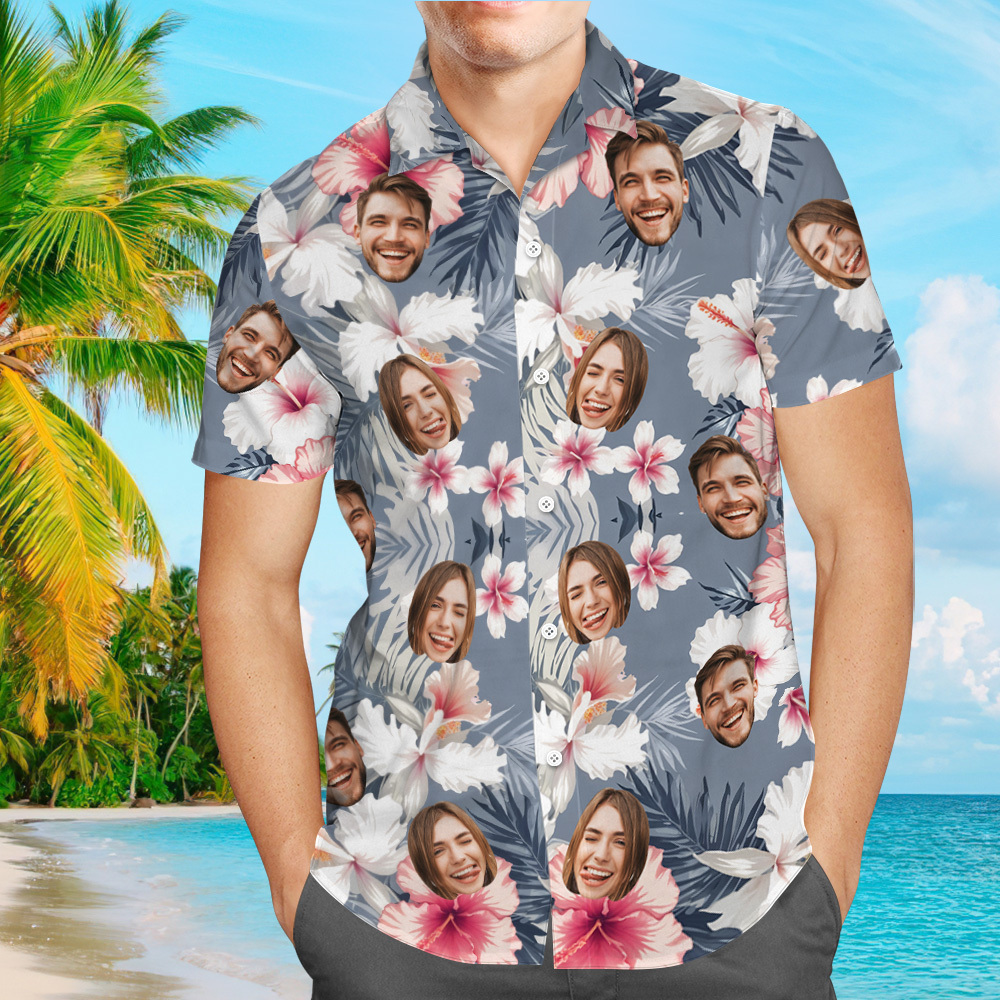 Benutzerdefiniertes Hawaii-shirt Für Männer, Gesicht-eimer-hut-bild, Hawaii-shirt, Geburtstagsgeschenke Für Ihn, Gesicht-hawaii-shorts, Individuelles Gesichts-shirt Für Papa - dephotoblanket