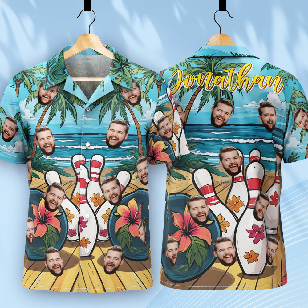 Personalisiertes Tropisches Bowling-hawaii-shirt, Bowling-team-shirt, Bowling-kind-shirt, Geschenk Für Bowling-spieler, Bowler-geschenk, Bowling-team Im Sommer - dephotoblanket