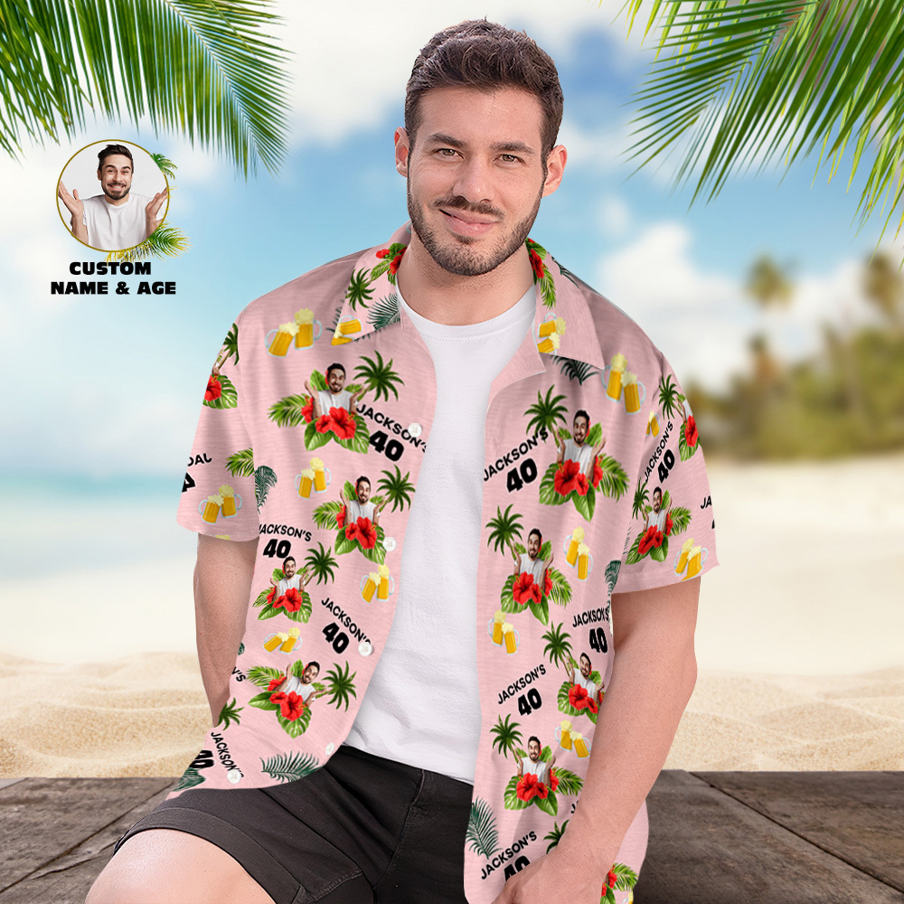 Individuelles Geburtstagsshirt Mit Gesichtern, Hawaii-shirt Mit Text, Geburtstagsparty-shirt Für Männer, Geburtstagsgeschenke - dephotoblanket