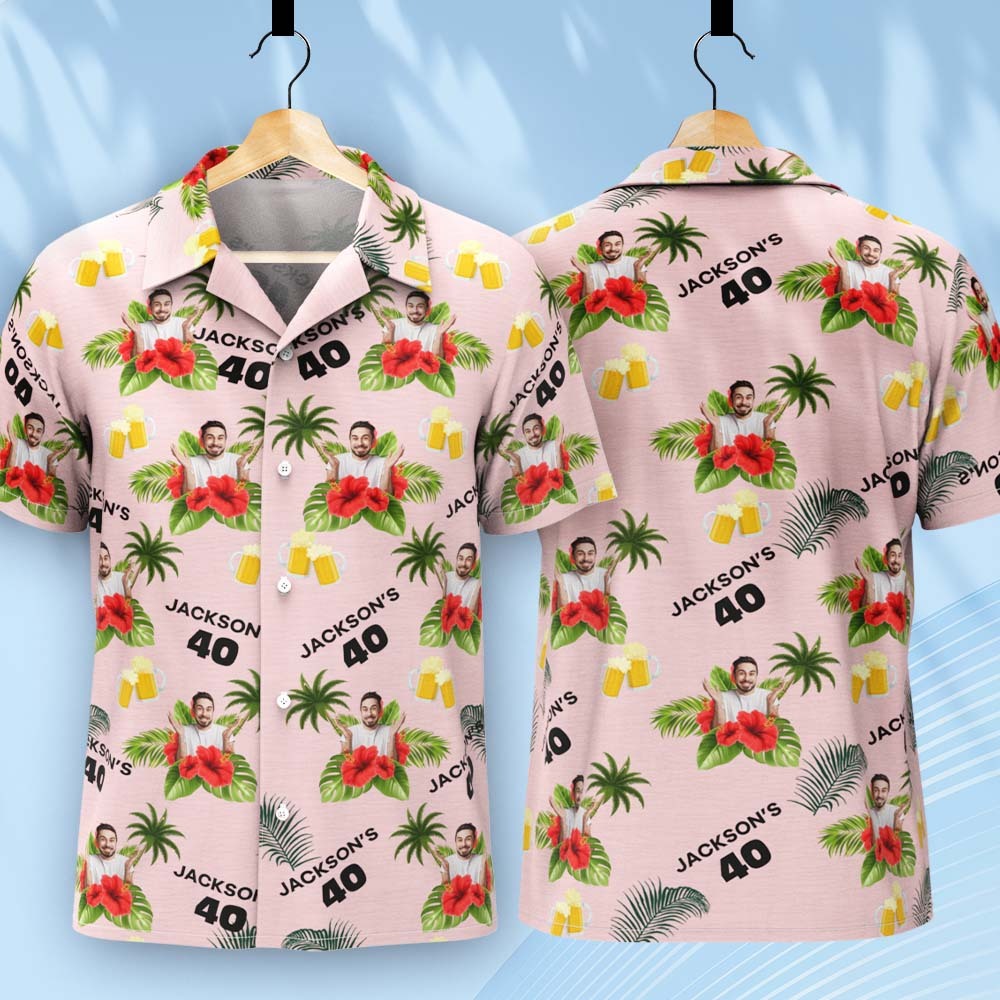 Individuelles Geburtstagsshirt Mit Gesichtern, Hawaii-shirt Mit Text, Geburtstagsparty-shirt Für Männer, Geburtstagsgeschenke - dephotoblanket