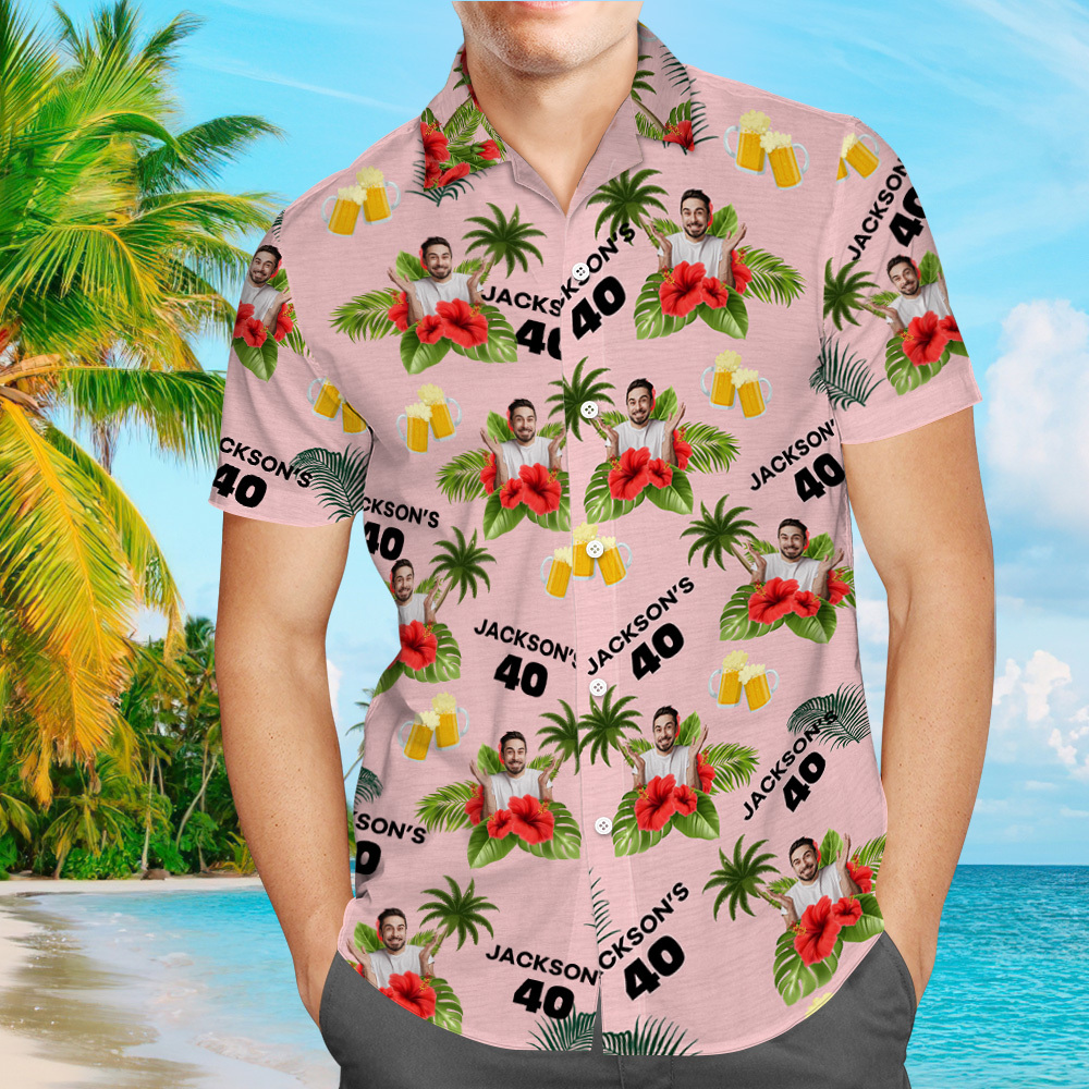 Individuelles Geburtstagsshirt Mit Gesichtern, Hawaii-shirt Mit Text, Geburtstagsparty-shirt Für Männer, Geburtstagsgeschenke - dephotoblanket