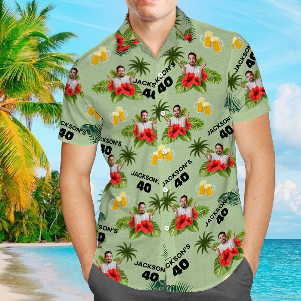 Individuelles Geburtstagsshirt Mit Gesichtern, Hawaii-shirt Mit Text, Geburtstagsparty-shirt Für Männer, Geburtstagsgeschenke - dephotoblanket