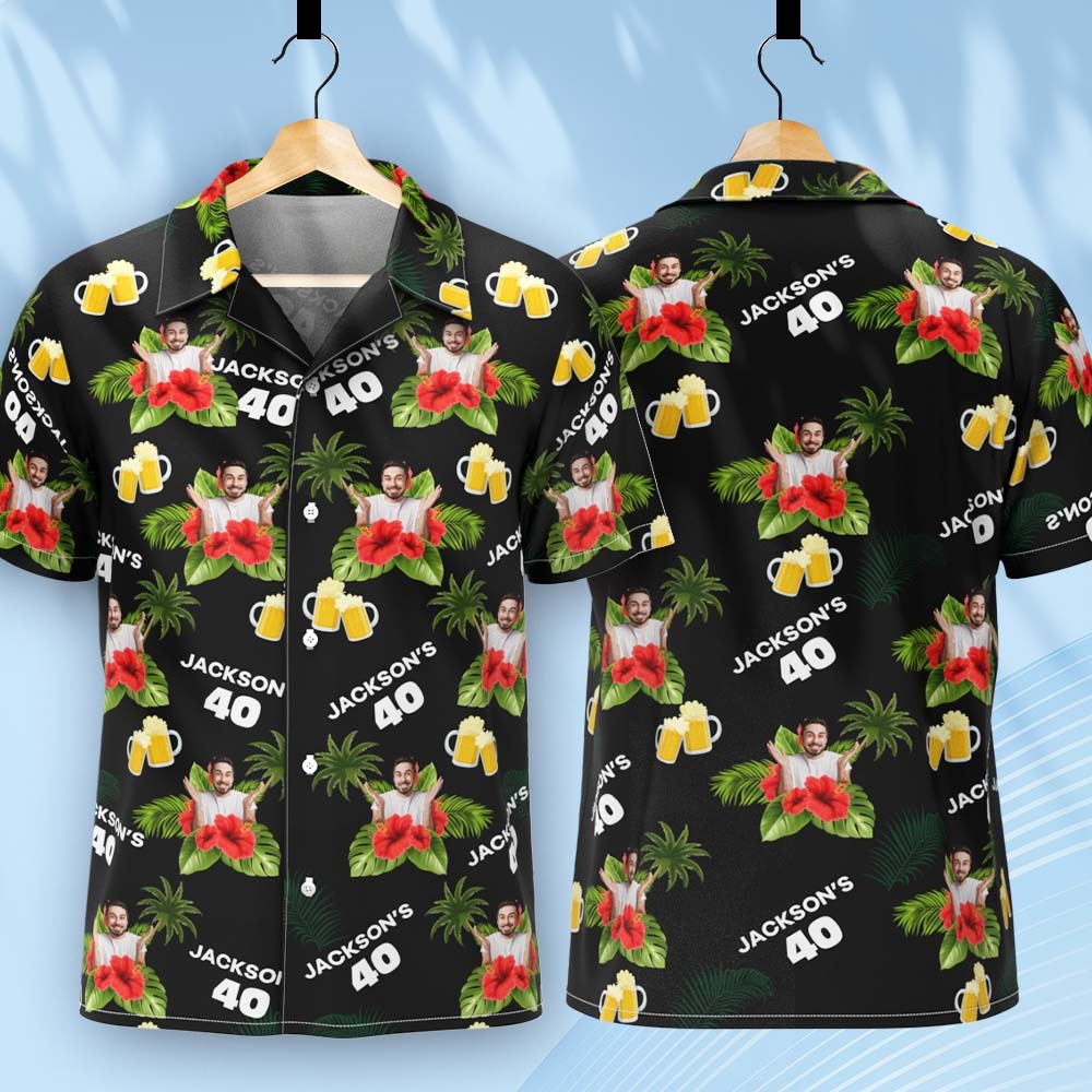 Individuelles Geburtstagsshirt Mit Gesichtern, Hawaii-shirt Mit Text, Geburtstagsparty-shirt Für Männer, Geburtstagsgeschenke - dephotoblanket