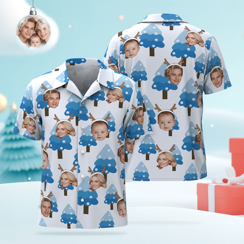 Benutzerdefiniertes Weihnachtsshirt Mit Gesicht, Benutzerdefiniertes Gesichtsshirt, Weihnachtsshirt Familie, Weihnachtsshirt, Individuelles Bild-hawaii-shirt Für Junggesellenabschied. Schneeflocken-hawaii-shirt - dephotoblanket