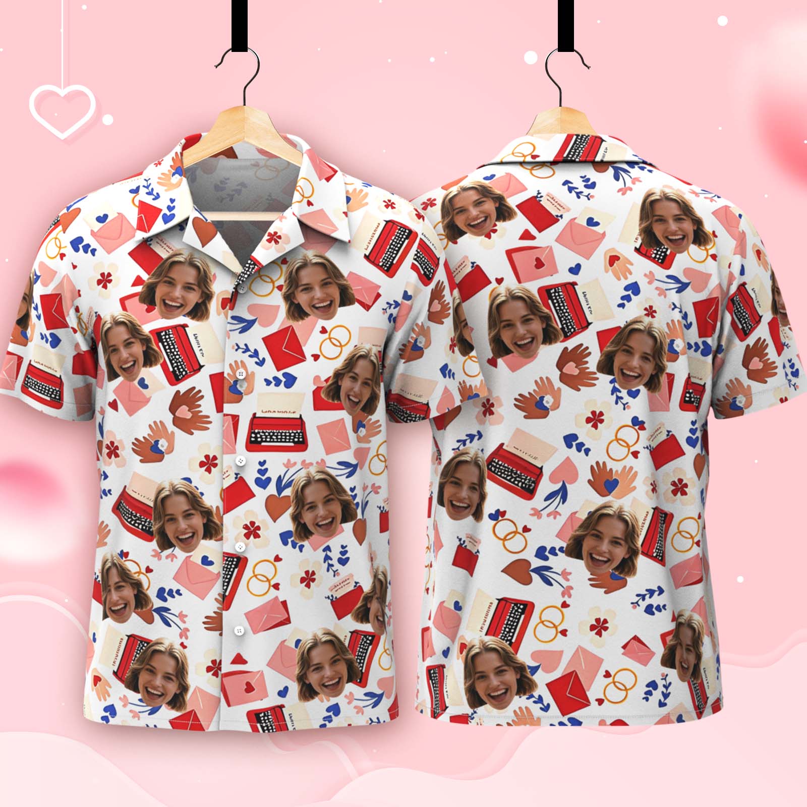 Personalisiertes Valentinstags-verlobungsring- Und Liebesbrief-hawaii-hemd Für Paare. Das Beste Passende Valentinstags-hemd Aller Zeiten