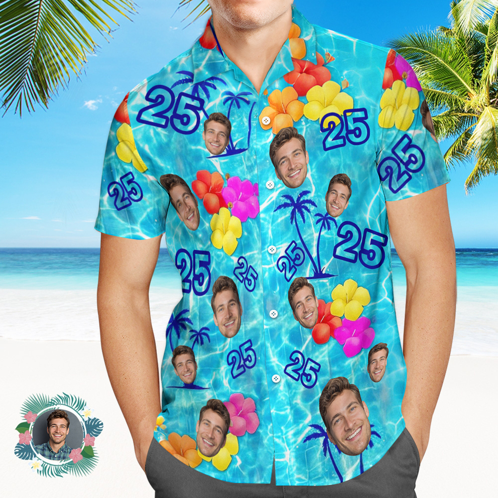 Individuelles Geburtstags-Hawaii-Hemd mit Foto und Alter, Hawaii-Hemd-Geschenk, lustige Party-Hemden - dephotoblanket