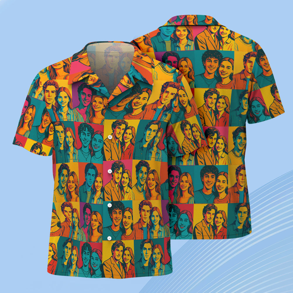 Pop Art Custom Face Hawaiian Shirt Fett Bunte Muster Spaß Personalisierte Geschenk - dephotoblanket