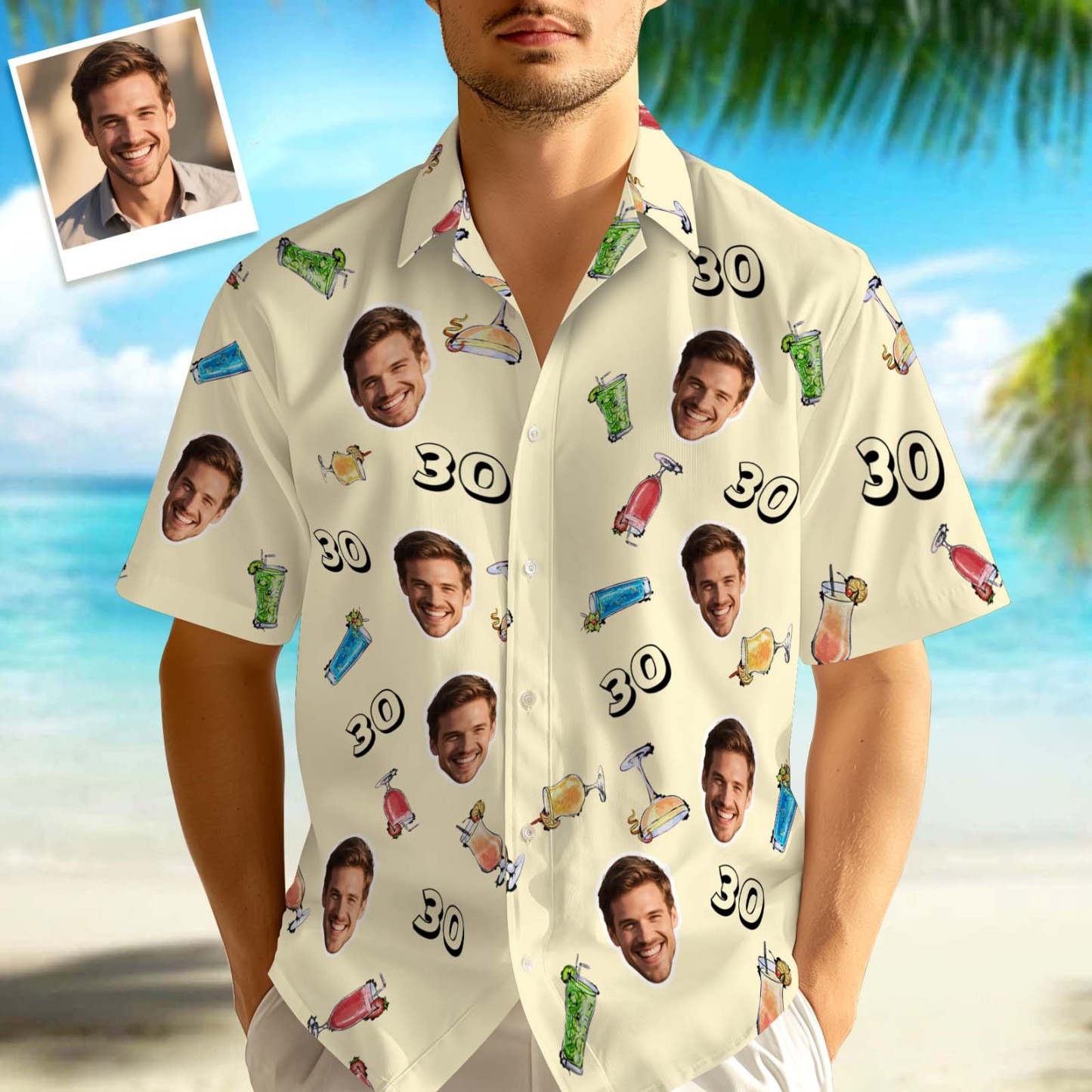 Benutzerdefiniertes Gesichts-Hawaii-Shirt zum Geburtstag, Aloha-Shirt, Geburtstagsparty-Outfit mit Alter für Männer und Freunde - dephotoblanket