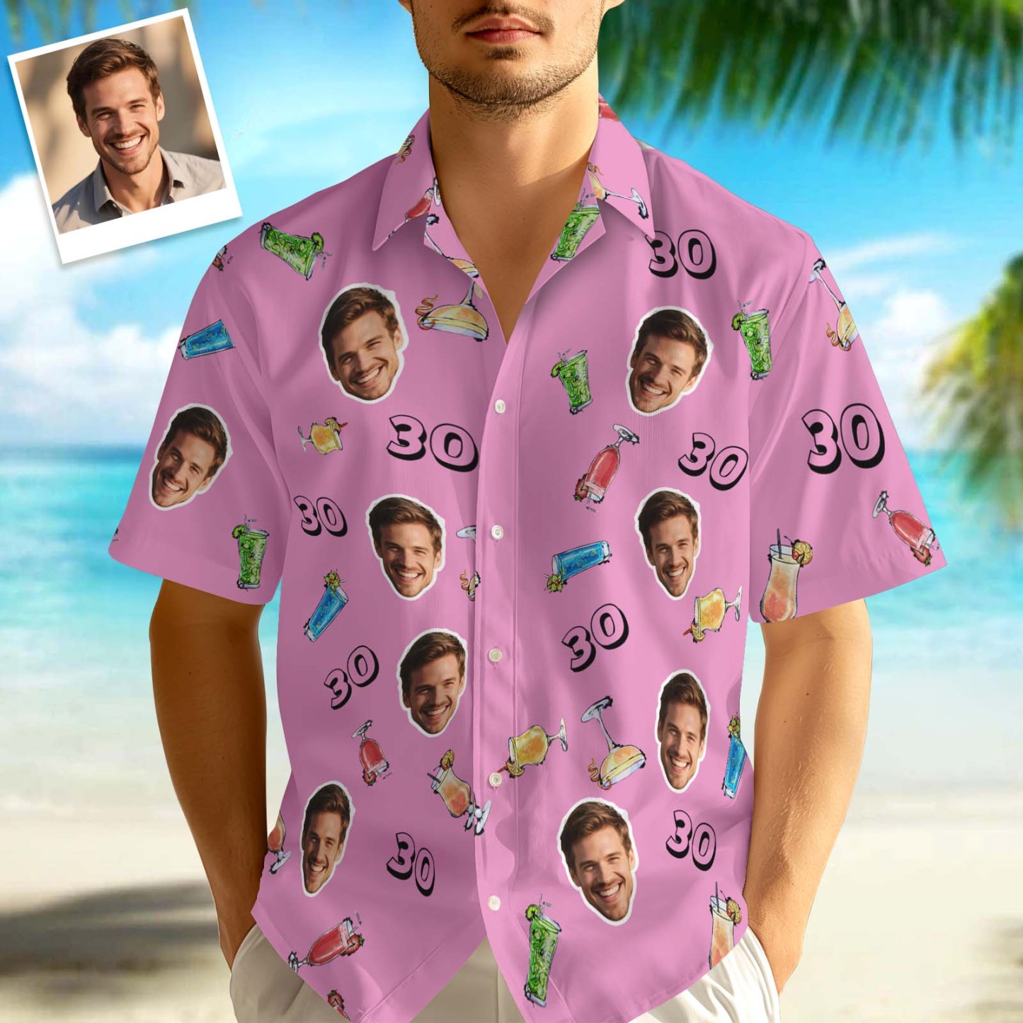 Benutzerdefiniertes Gesichts-Hawaii-Shirt zum Geburtstag, Aloha-Shirt, Geburtstagsparty-Outfit mit Alter für Männer und Freunde - dephotoblanket