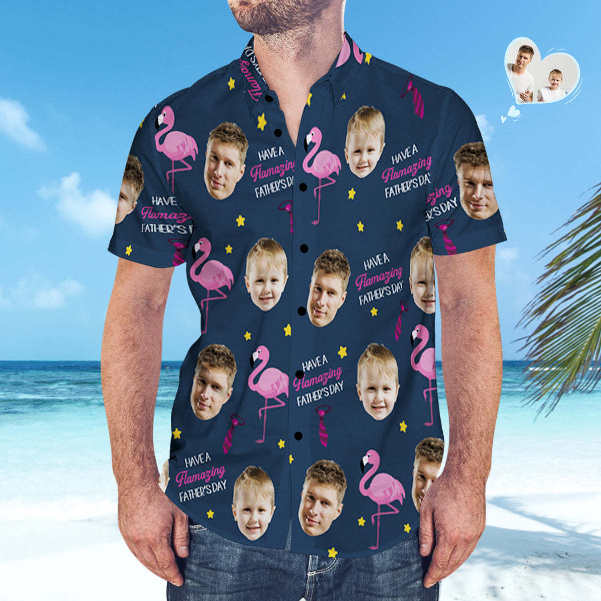 Custom Face Hawaiihemd Passendes Vatertagshemd Vatertagsgeschenk - Haben Sie Einen Flammenden Vatertag - GesichtSocken