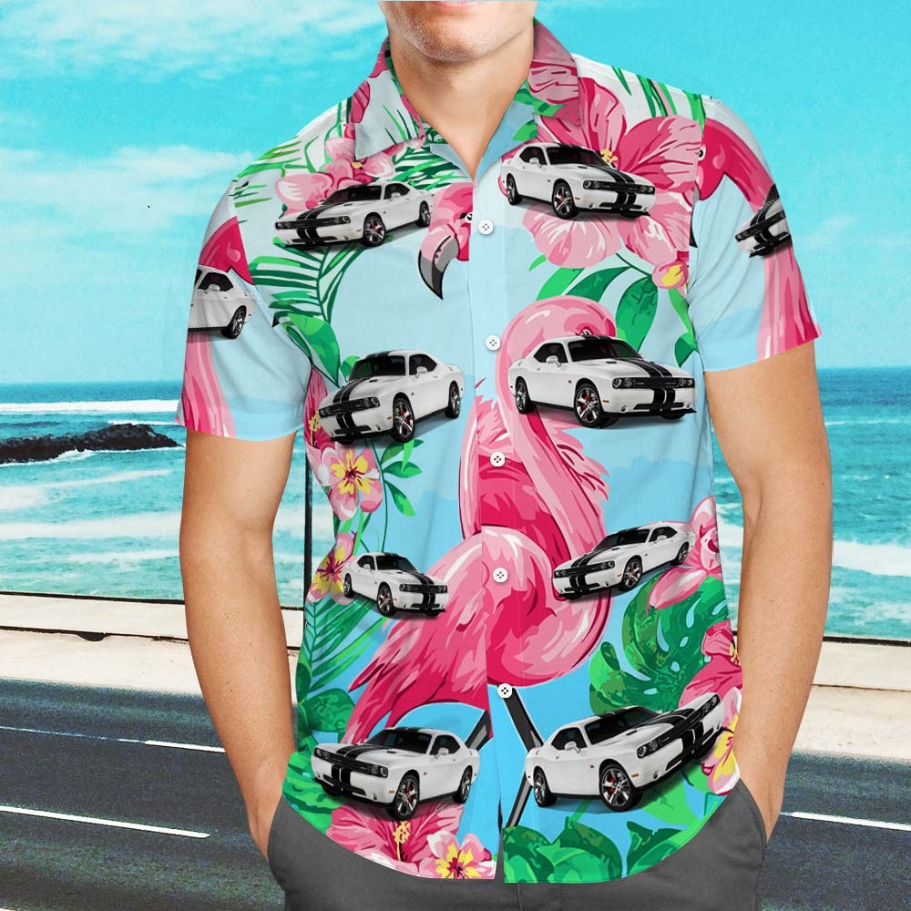 Autofoto Hochladen Individuelles Foto-allover-print-hawaiihemd Flamingo-sommer-hawaiihemd Für Männer - dephotoblanket