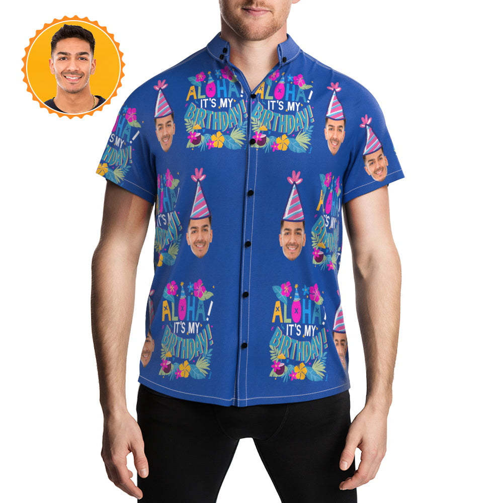 Benutzerdefiniertes Gesicht Hawaiihemden Geburtstagsparty Hawaiihemd Geburtstagsgeschenk - dephotoblanket