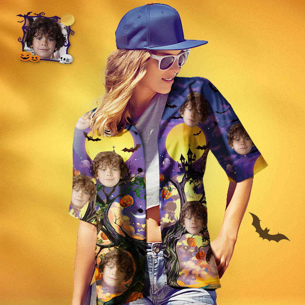 Benutzerdefiniertes Gesichts-familien-passendes Aloha-set Im Halloween-stil, Personalisierte Passende Hawaii-t-shirts - dephotoblanket