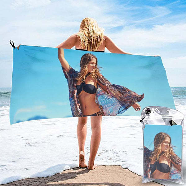 Horizontale Personalisierte Badetücher, Individuelle Foto-strandtücher, Schnell Trocknende Ultrafeine Fasern, Sexy Mädchen - dephotoblanket