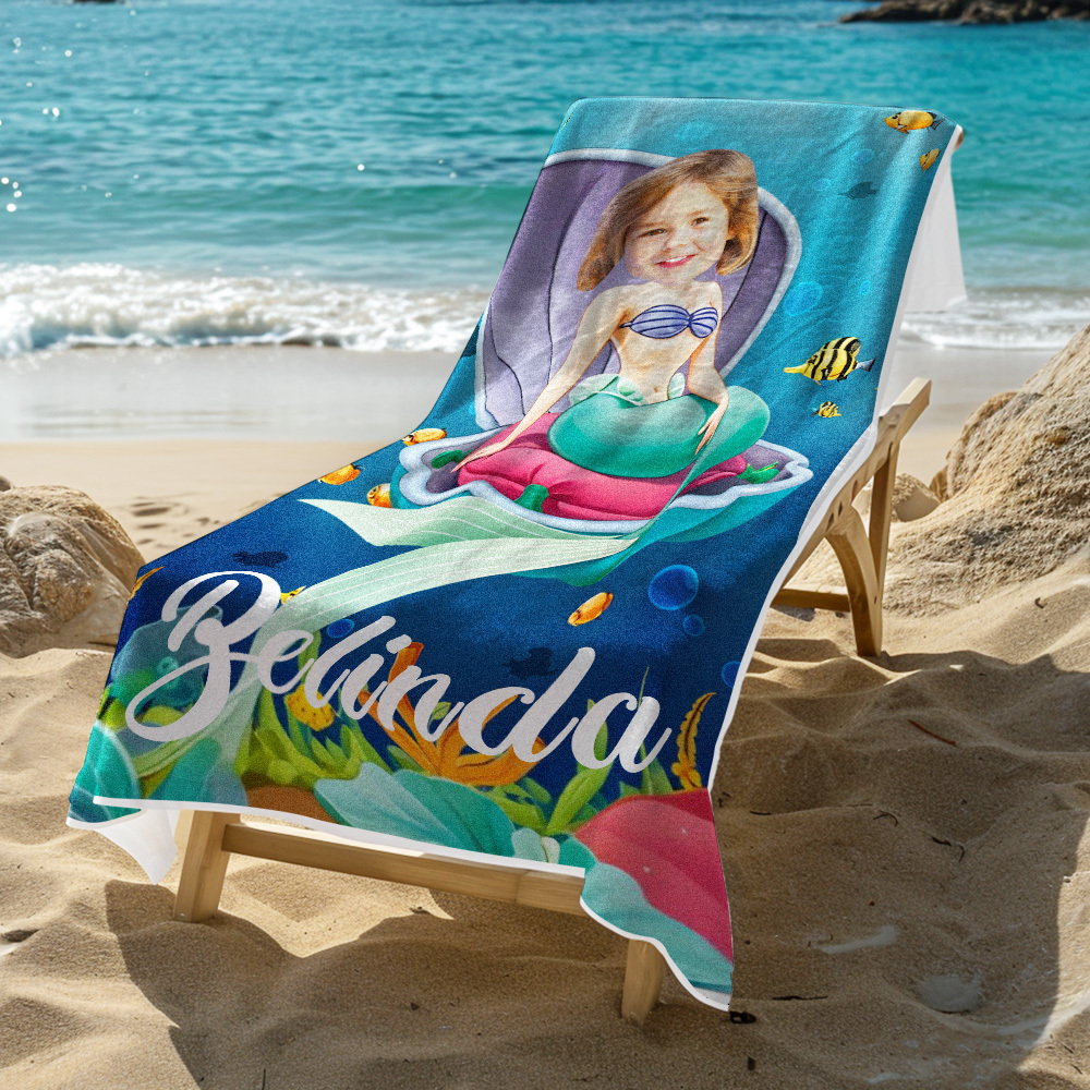 Benutzerdefiniertes Foto-strandtuch, Meerjungfrau-prinzessin-schwimmtuch, Schnell Trocknendes Badetuch
