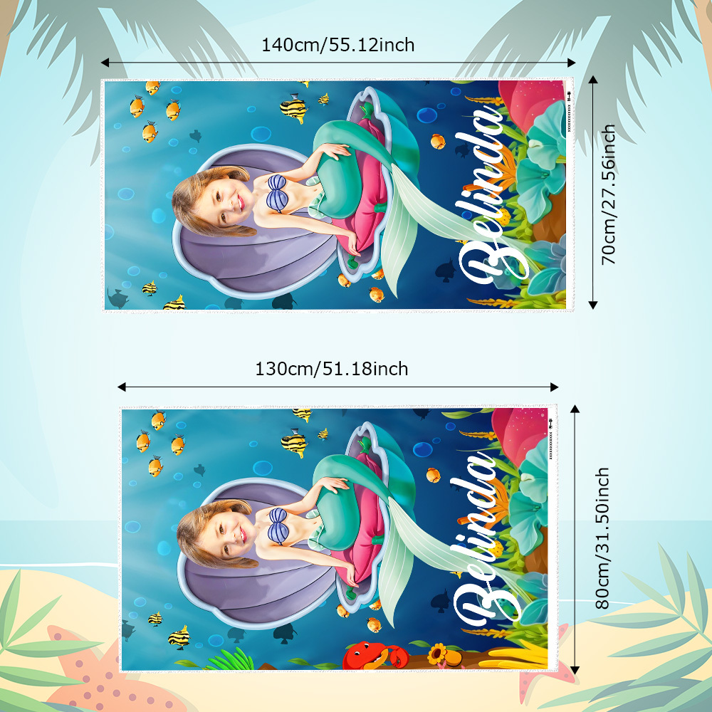 Benutzerdefiniertes Foto-strandtuch, Meerjungfrau-prinzessin-schwimmtuch, Schnell Trocknendes Badetuch