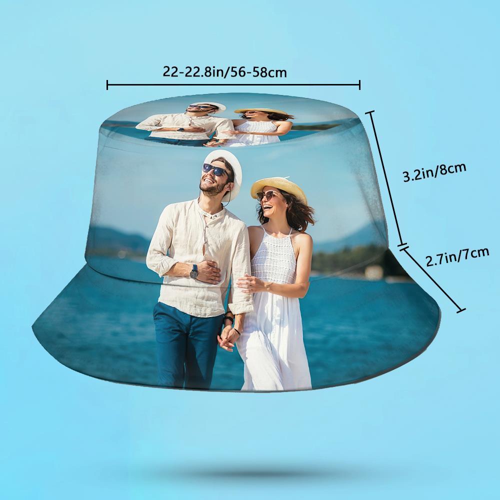 Benutzerdefinierte Bucket Hat Unisex Foto Bucket Hat Personalisieren Breite Krempe Outdoor Sommer Cap Wandern Strand Sport Hüte Geschenk Für Liebhaber - dephotoblanket