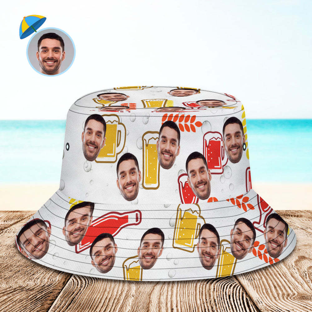 Benutzerdefinierter Eimerhut, Personalisierbar, Gesicht, Bierkübelhut, Sommerhut Mit Breiter Krempe, Fischerhut, Geschenke