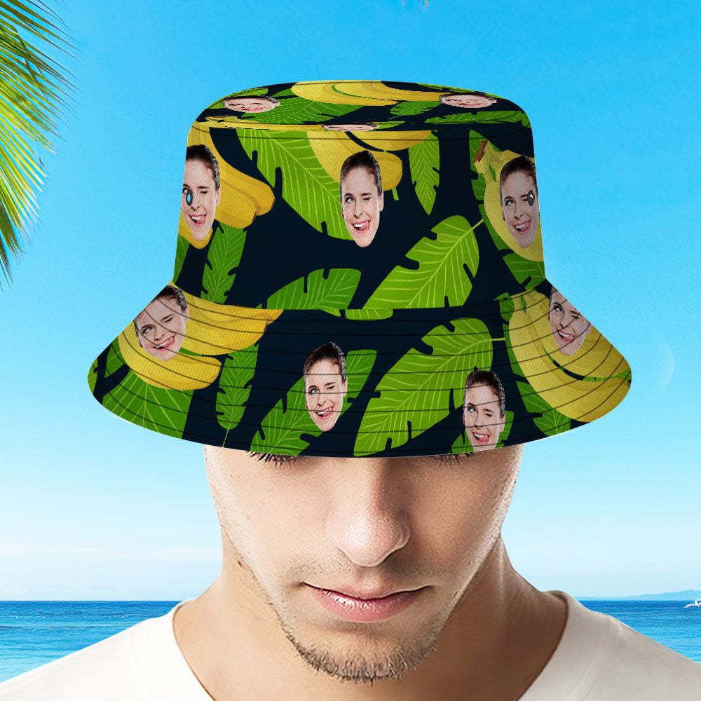 Passen Sie Ihr Fotogesicht Und Ihren Haustier-sommer-fischerhut Individuell An – Banane - dephotoblanket