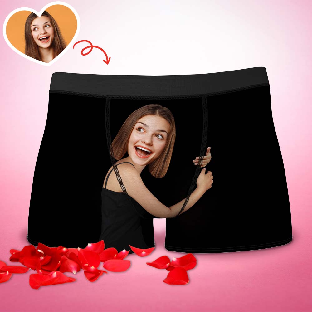 Herren Custom Face On Body Boxershorts Lustiges Gesicht Boxer - Let Me See / Sexy Girl / Hot Dance / Es gehört mir / Nur ich kann es reiten / Comic Mädchenbrille / Pick Up Rock