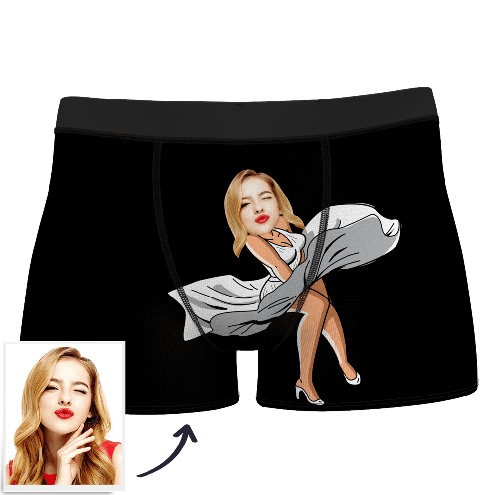 Herren-boxershorts Mit Individuellem Gesicht Am Körper, Boxershorts Mit Lustigem Gesicht – Let Me See/ Sexy Girl/ Hot Dance/ Es Gehört Mir/ Only I Can Ride It/ Comic-girl-brille/ Pick-up-rock - dephotoblanket
