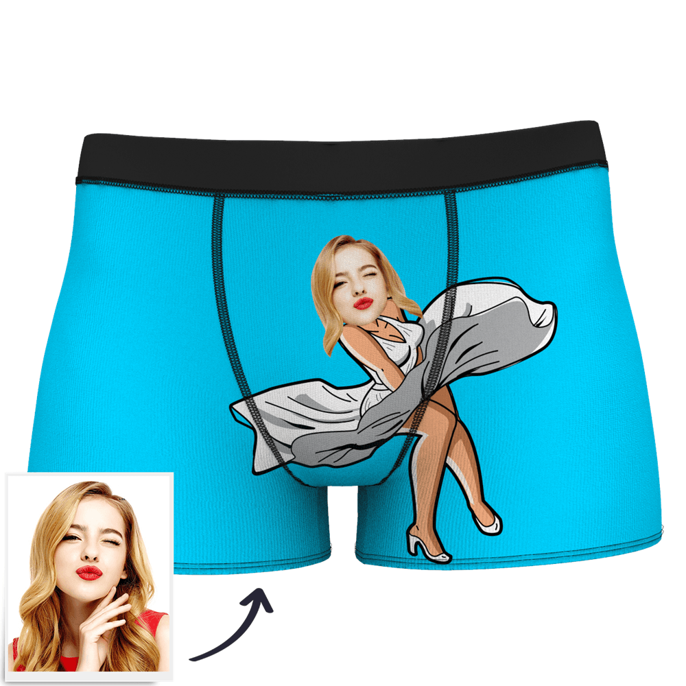 Herren-boxershorts Mit Individuellem Gesicht Am Körper, Boxershorts Mit Lustigem Gesicht – Let Me See/ Sexy Girl/ Hot Dance/ Es Gehört Mir/ Only I Can Ride It/ Comic-girl-brille/ Pick-up-rock - dephotoblanket