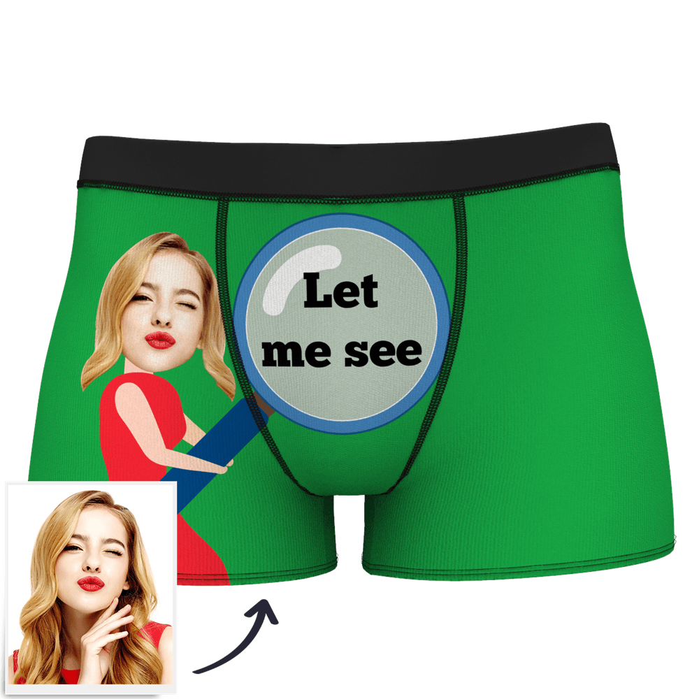 Herren-boxershorts Mit Individuellem Gesicht Am Körper, Boxershorts Mit Lustigem Gesicht – Let Me See/ Sexy Girl/ Hot Dance/ Es Gehört Mir/ Only I Can Ride It/ Comic-girl-brille/ Pick-up-rock - dephotoblanket