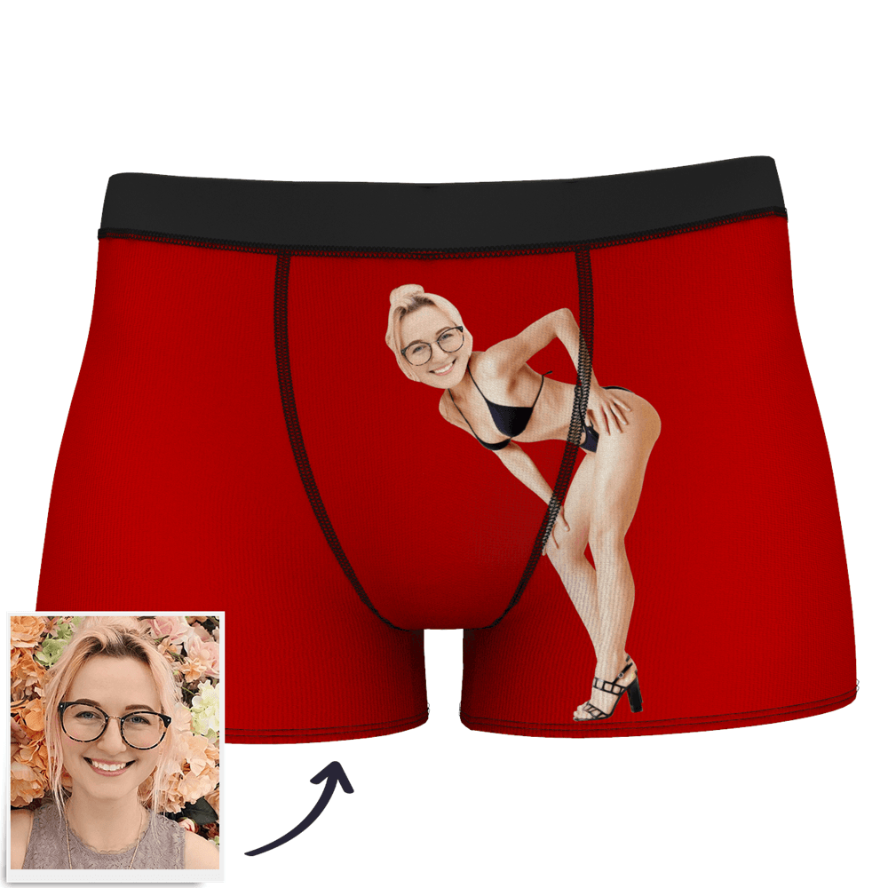 Herren-boxershorts Mit Individuellem Gesicht Am Körper, Boxershorts Mit Lustigem Gesicht – Let Me See/ Sexy Girl/ Hot Dance/ Es Gehört Mir/ Only I Can Ride It/ Comic-girl-brille/ Pick-up-rock - dephotoblanket