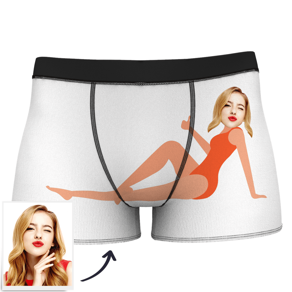 Herren-boxershorts Mit Individuellem Gesicht Am Körper, Boxershorts Mit Lustigem Gesicht – Let Me See/ Sexy Girl/ Hot Dance/ Es Gehört Mir/ Only I Can Ride It/ Comic-girl-brille/ Pick-up-rock - dephotoblanket