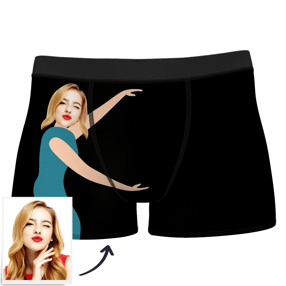 Herren-boxershorts Mit Individuellem Gesicht Am Körper, Boxershorts Mit Lustigem Gesicht – Let Me See/ Sexy Girl/ Hot Dance/ Es Gehört Mir/ Only I Can Ride It/ Comic-girl-brille/ Pick-up-rock - dephotoblanket
