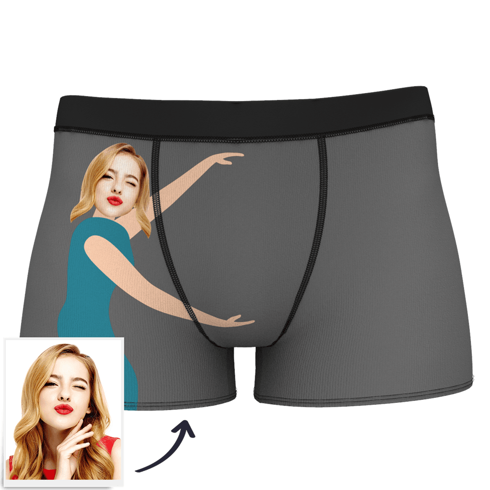 Herren-boxershorts Mit Individuellem Gesicht Am Körper, Boxershorts Mit Lustigem Gesicht – Let Me See/ Sexy Girl/ Hot Dance/ Es Gehört Mir/ Only I Can Ride It/ Comic-girl-brille/ Pick-up-rock - dephotoblanket
